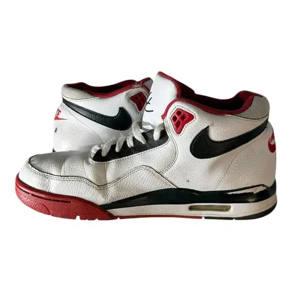 Nike Air Flight Legacy Mens Size 10 White Red Athletic Basketball Shoes Sneakers
